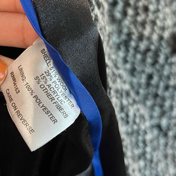 Calvin Klein Tweed Double Breasted Pea Coat Wool Blend Belted Jacket Womens 8 - Picture 8 of 16